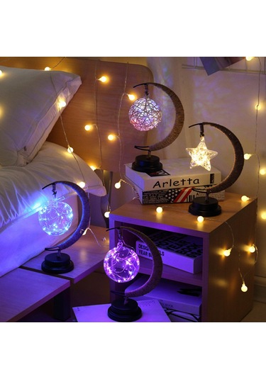 Kosona Mor Yıldız Şekilli Usb Led Küçük Gece Lambası - Demir Sac Ve İp Tutuculu, Uzaktan Kumandalı, Enerji Tasarruflu, Odalar İçin Dekoratif Hediyelik Alet Diğer
