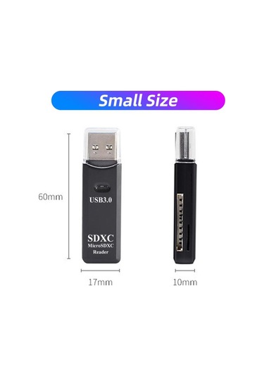 Siyah Fonken Usb Kart Okuyucu 3.0 Tf Sd Kart Okuyucu 2 İn1 Kart Okuyucu Adaptörü Pc Dizüstü Akıllı Hafıza Kartı Okuyucu Microsdxc Rider Adaptörü