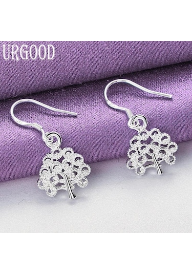 925 Ayar Gümüş Ağaç Damla Küpe Moda Takı