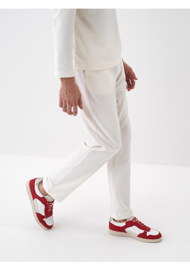 Ekru Pamuk Dokulu Regular Fit Sweat Pantolon 380187 Ekru