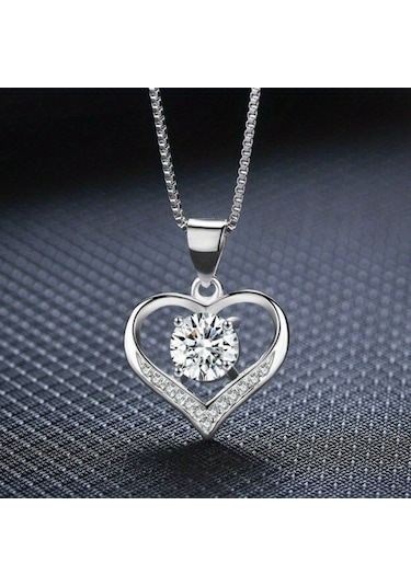 Tcherchi Kalp Gümüş Renkli Kolye Gümüş