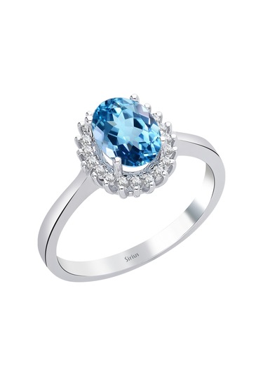 Sirius Pırlanta Ve Oval Mavi Topaz Taşlı Anturaj Yüzük 0823R0047