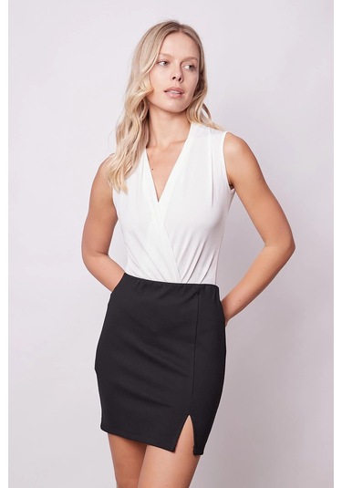 Kadın Yüksek Bel Önden Yırtmaçlı Hafif Likralı Çelik Kumaş Mini Kalem Etek Boy:44cm -siyah Siyah