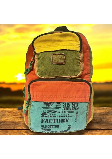 Kaliteli Tek Bölmeli Vintage Disayn Günlük Sırt Gezi Okul Seyahat Çantası Jannie Bag 27 Cm X 40 Cm Turuncu