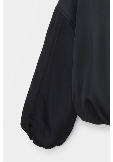 Sââde Kadın Oversize Dik Yaka Fermuarlı Puffer Mont Siyah