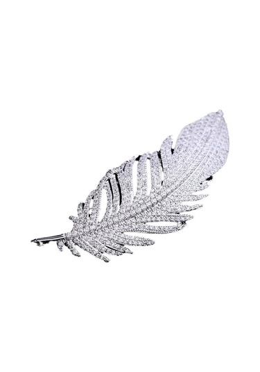 Mufunye Yüksek Kaliteli Alyuminyum Rhinestone İle Süslenmiş Parlak Yıldız Kuyruğu Broşu - Gümüş Renk, 2.4x6.2 Cm, 11.4 Gr Çok Renkli