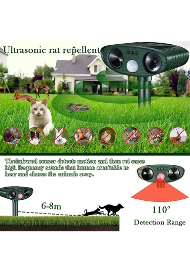 Ultrasonik Kedi Korkutucu, Bahçe İçin, Solar Hayvan Kovucu, Kedi