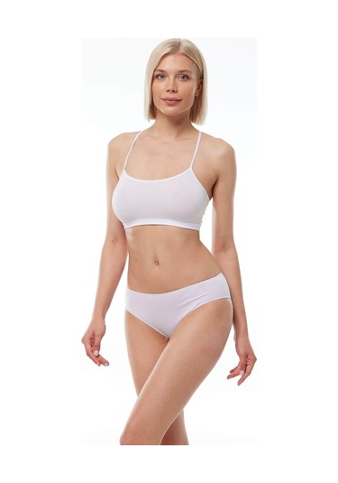 Malabadi 187 6'lı Paket Kadın Modal Ara Bel Dar Kalıp İz Yapmayan Slip & Külot Beyaz