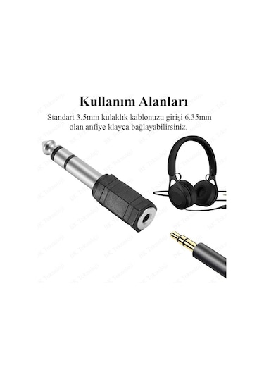 6.35mm Erkek - 3.5mm Dişi Stereo Kulaklık Ses Adaptörü Çevirici