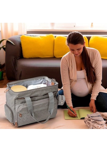 Jialan Anne Çantası Büyük Kapasiteli Çok Fonksiyonlu Anne Sırt Gri