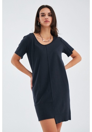 Peraluna Ince Yazlık Pamuklu Kadın Triko Elbise Antrasit Antrasit