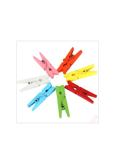Dekoratif Ahşap Süs Mandalı, 3 Cm X 25 Adet - Çok Renkli 1+