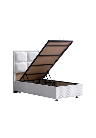 Setaymobilya Baza, Grand Tek Kişilik Beyaz Baza + Başlık+ Orthosoft Yatak