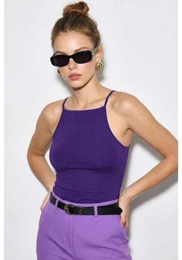 Shade Kadın Halter Yaka Saran Basic Bluz 60251253 - Mor
