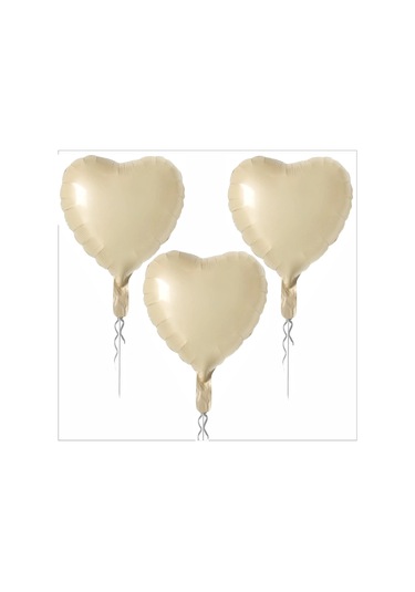 3 Adet Kalp Folyo Balon Bej 18 Inc Çok Renkli