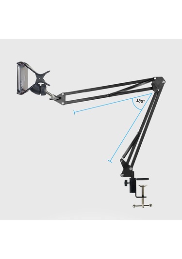 Techtic Telefon Tablet Masa Telefon Tutucu Kıskaçlı Uzun Kol