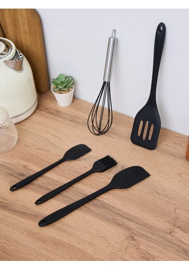 Progres Chop Silikon 6'lı Mutfak Spatulası Seti 160454851 Siyah Kristal