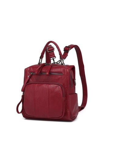Yıkama Deri Sırt Askılı Kadın Çantası 21k Barcelona 1915 Bordo
