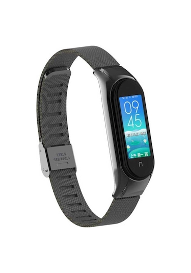 Xiaomi Mi Band 6 Uyumlu Krd-06 Metal Prl Kordon Siyah