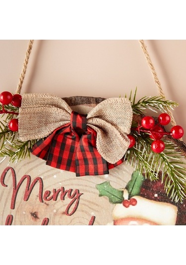 Fortunelane Noel Geri Dönüş Tahtası Ahşap 30cm, Santa Desenli, Bowliyle Zenginleştirilmiş, Duvar/anahtar Takımı, Çok Renkli, İç/d Çok Renkli