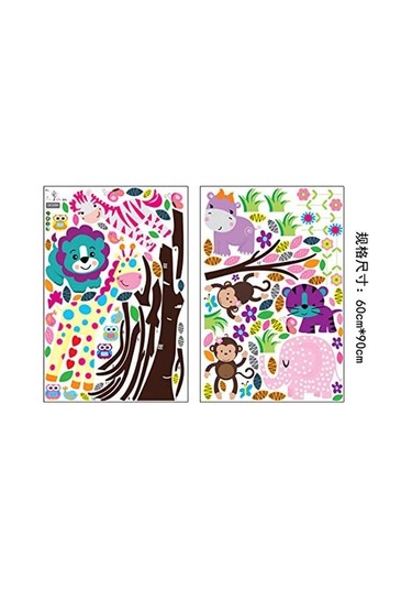 Sevimli Hayvan Karikatür Orman Kreş Duvar Sticker Çocuk Odası Dekorasyonu Ağaç Duvar Sticker Duvar Dekorasyonu 280 156cm Şeffaf