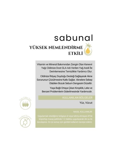 Sabunal Kenevir Sabunu 4 Adet - Nemlendirici Cilt Bakım Sabunu