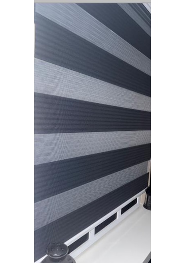 Pileli Antrasit Zebra Stor Kaliteli Güneşlik Perde Stb-131 Gri