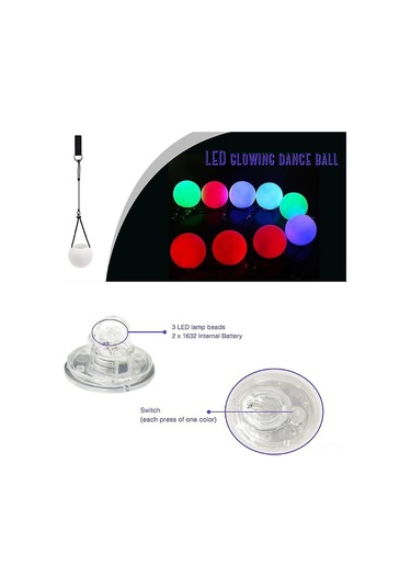Singree Yumuşak Silikon-rubber Led Işıklı Poi Topları, 8cm Çaplı, 2 Adet, Renk Değiştiren, Dayanıklı, Ev Ve Dışarıda Oynanabilir, Stres Atma, Hediye Çok Renkli