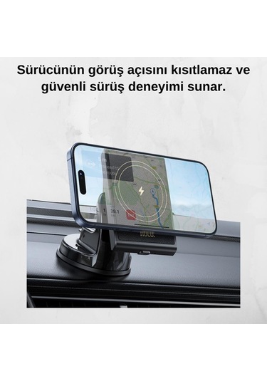Coofbe Torpido Üzeri Magsafe 15w Kablosuz Araç Şarjı Telefon Tutucu İphone 12 13 14 15 Pro Max Uyumlu