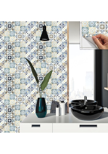 Tink Kendinden Yapışkanlı Renkli Fas4 019 Desenli Pvc Karo 30x30 Cm