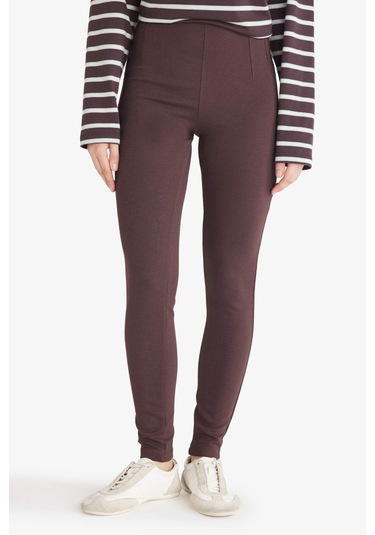 Defacto Pens Detaylı Yüksek Bel Tayt F2068ax25wnbn328 Kahve-bn328