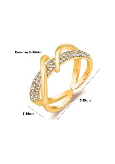 J357 Gold Plated Inlaid Fashion Index Finger Ring Rose Gold Çok Renkli