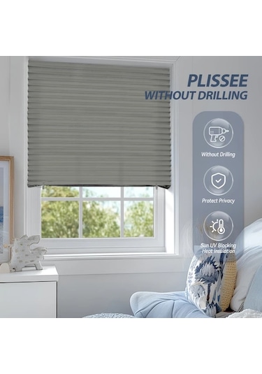 Elmpaly Yarım Gölge Basit Fon Perdesi Güneşlik Işık Koruması Ofis Yatak Odası Gri M 60x180 Cm Açık Gri