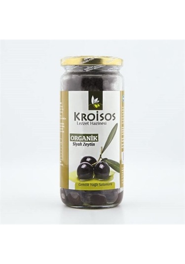 Kroisos Gemlik Salamura Organik Siyah Zeytin Cam 310 G