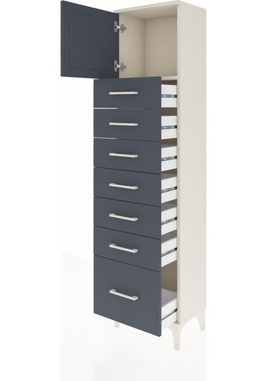 Arges Dolap Tek Raflı 7 Çekmeceli Tek Kapaklı 44x30x182 Aytaş... Aytaşı