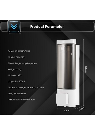 Pazly 200ml El Sabun Dispenser Chuangdıan Duş Jeli Dispenser, Banyo Otel Duş Aksesuarları, Çok Renkli Duş Dis Çok Renkli