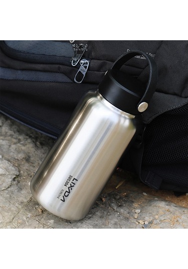 Lıxada 1050ml Paslanmaz Çelik Su Şişesi Sızdırmaz Spor Şişesi, 750ml Asılı Pot İle Bottle Only Gümüş