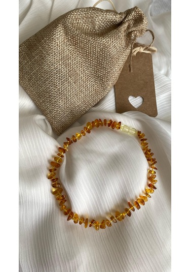 İlknur Doğal Taş Evi Kehribar Çocuk Kolye Sarı - Turuncu