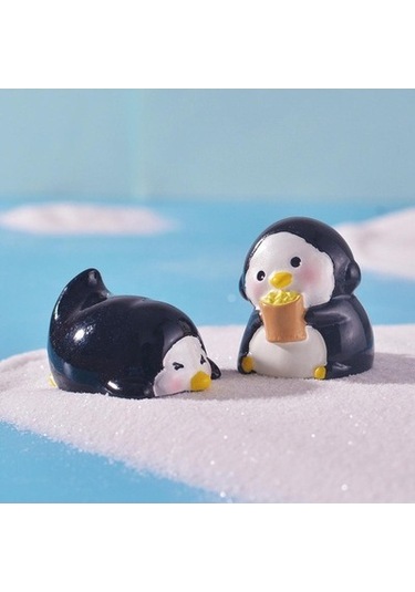 Lijinxu 6x Mini Penguen Figürleri Dekoratif Saksı Dekor Reçine Çok