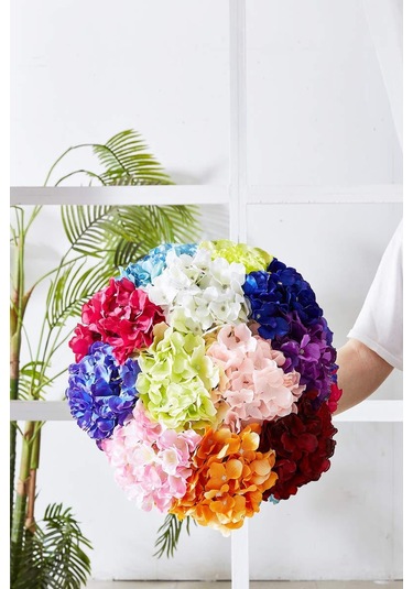 Hangfox 10 Adet Mavi Ipek Hortensya Yapay Çiçek, 54 Yapraklı Saplı, Nikah/parti/ev Dekorasyonu, Dıy Çiçek Dizaynı