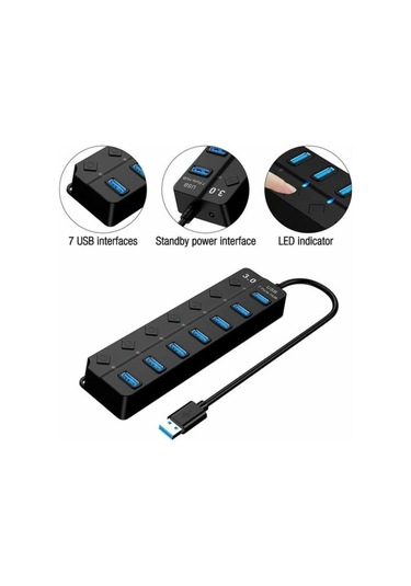 Usb 3.0 Hub, Çoklu 7 Portlu Usb Güç, Bireysel Güç Anahtarı, Güçlendirilmiş Usb 3.0 Hub, Pc, Dizüstü Bilgisayar İçin Çoklu Usb Portları, Pl