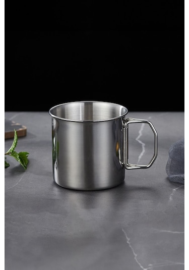 Çelik Katlanır Kulp Kahve Kamp Bardağı Fincanı cin573-4 4 Adet 330 ML