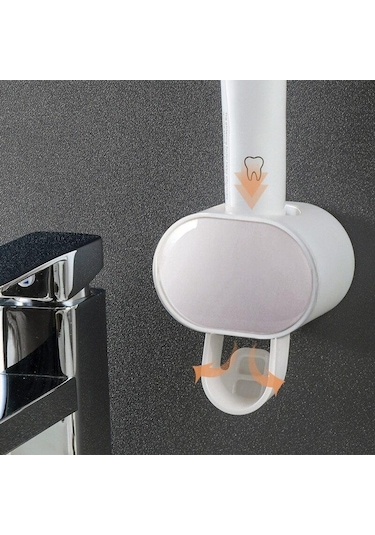 Siyah Otomatik Diş Macunu Dispenseri Banyo Aksesuarları Ev Banyo İçin Diş Fırçası Tutucu Diş Kremi Dağıtıcı Siyah