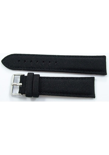 Bizon Siyah Kumaş Saat Kordonu 20Mm Dokuma Spor Perlon Kayışı