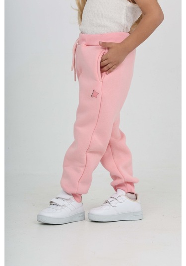 Toontoy Kız Çocuk Kabaran Yıldız Baskılı Eşofman Alt Pembe