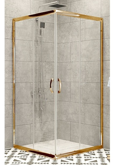 Durul Duşakabin Kare Altın Profil Şeffaf 5 MM H:190 Şeffaf