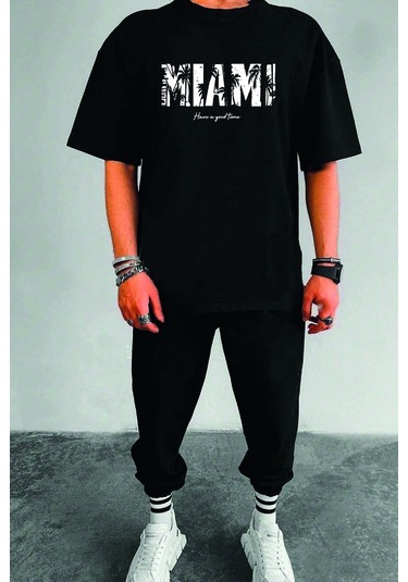 Unisex Miami 2'li Eşofman Takımı Siyah