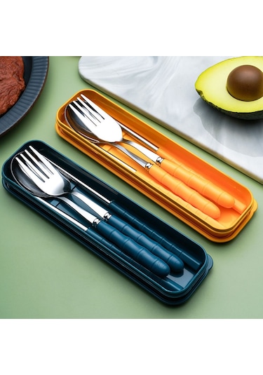 Kaşık, Çatal Ve Yemek Çubuklarından Oluşan 3 Parçalı Set - Çatal Bıçak Takımı Yeşil Diğer