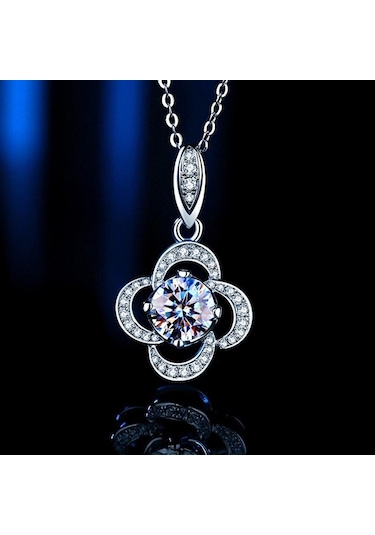 Sarı Bague Ringen 1ct 6.5mm D Renk Mozanit Kolye 925 Ayar Gümüş Kolye Yıldönümü Şanslı Düğün Pırıltılı Kolye Hediye