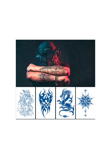 Youtek Su Geçirmez Uzun Ömürlü Çeşitli Desenlerde Vücut Dövme Stickerları - Kadın & Erkek İçin
